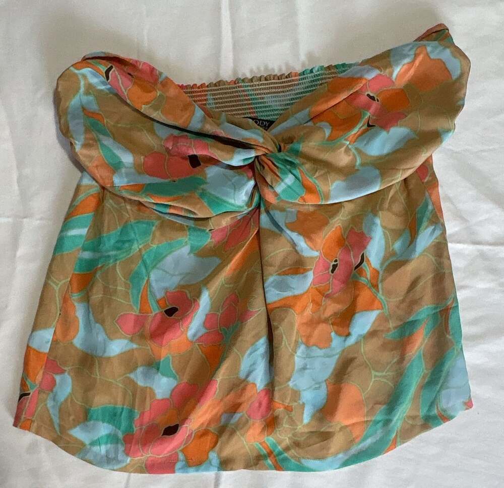 Body by Victoria's Secret Floral Silk Strapless Twist Top